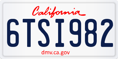 CA license plate 6TSI982