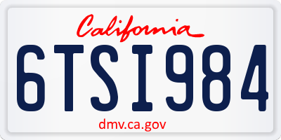 CA license plate 6TSI984
