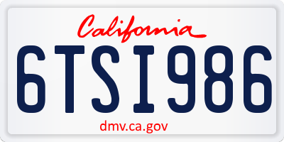 CA license plate 6TSI986
