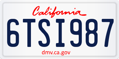 CA license plate 6TSI987