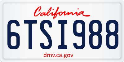 CA license plate 6TSI988