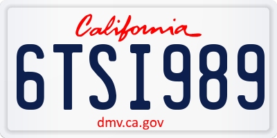 CA license plate 6TSI989