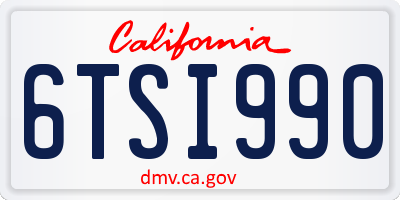CA license plate 6TSI990