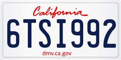 CA license plate 6TSI992