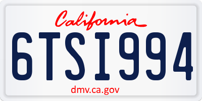 CA license plate 6TSI994