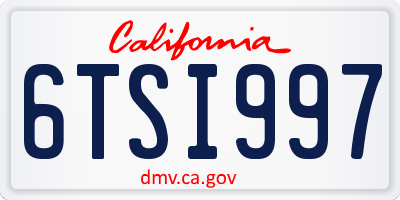 CA license plate 6TSI997