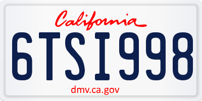 CA license plate 6TSI998