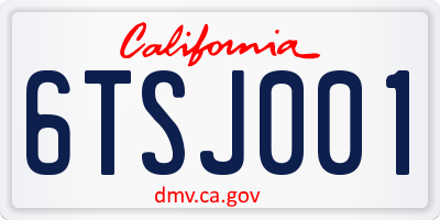 CA license plate 6TSJ001