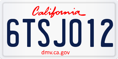 CA license plate 6TSJ012