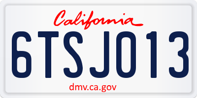 CA license plate 6TSJ013