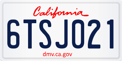 CA license plate 6TSJ021