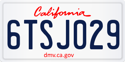 CA license plate 6TSJ029