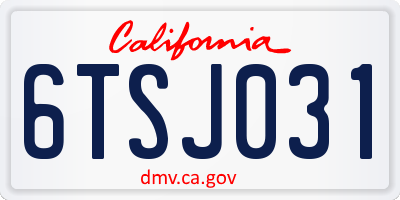 CA license plate 6TSJ031