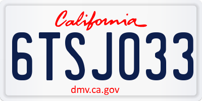 CA license plate 6TSJ033