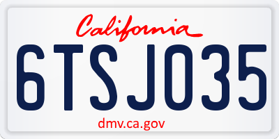 CA license plate 6TSJ035