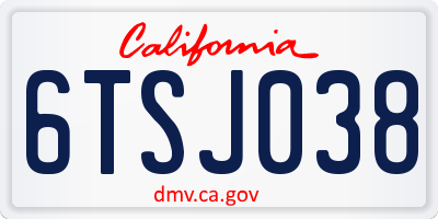 CA license plate 6TSJ038