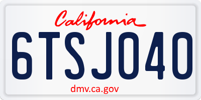 CA license plate 6TSJ040