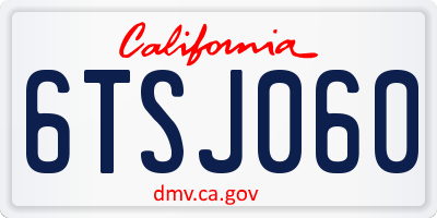 CA license plate 6TSJ060