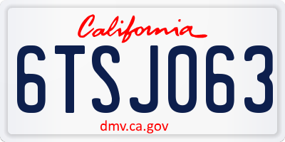 CA license plate 6TSJ063
