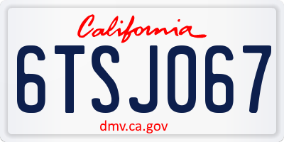 CA license plate 6TSJ067