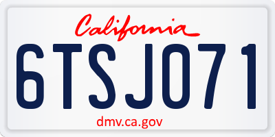 CA license plate 6TSJ071