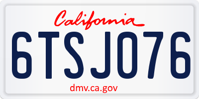 CA license plate 6TSJ076