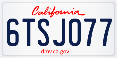 CA license plate 6TSJ077