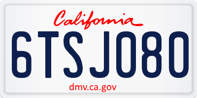 CA license plate 6TSJ080