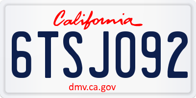 CA license plate 6TSJ092