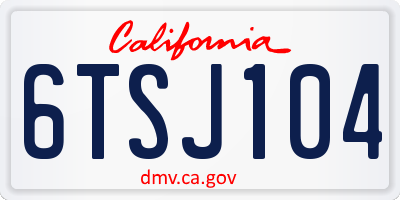 CA license plate 6TSJ104