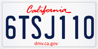 CA license plate 6TSJ110