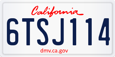 CA license plate 6TSJ114