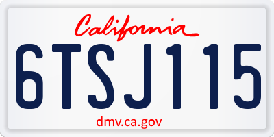 CA license plate 6TSJ115
