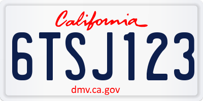 CA license plate 6TSJ123