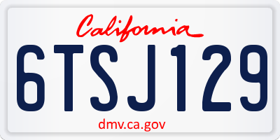 CA license plate 6TSJ129