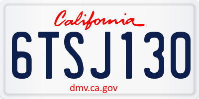 CA license plate 6TSJ130