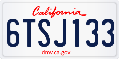 CA license plate 6TSJ133