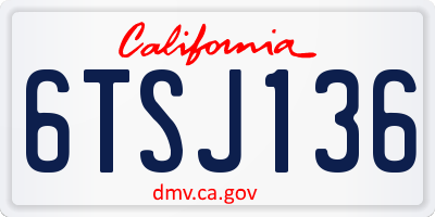CA license plate 6TSJ136