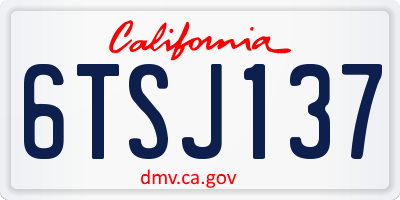CA license plate 6TSJ137
