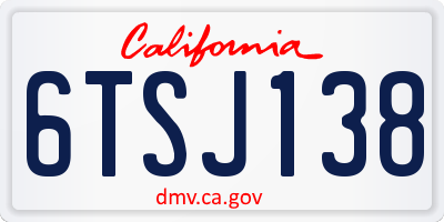 CA license plate 6TSJ138