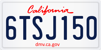 CA license plate 6TSJ150