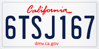 CA license plate 6TSJ167