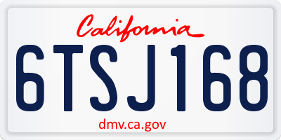 CA license plate 6TSJ168