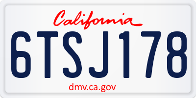 CA license plate 6TSJ178