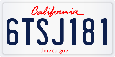 CA license plate 6TSJ181