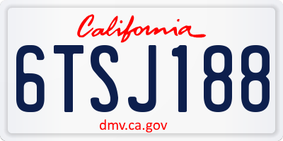 CA license plate 6TSJ188