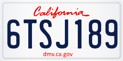 CA license plate 6TSJ189