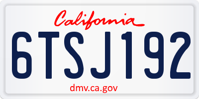 CA license plate 6TSJ192