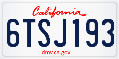 CA license plate 6TSJ193