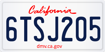 CA license plate 6TSJ205